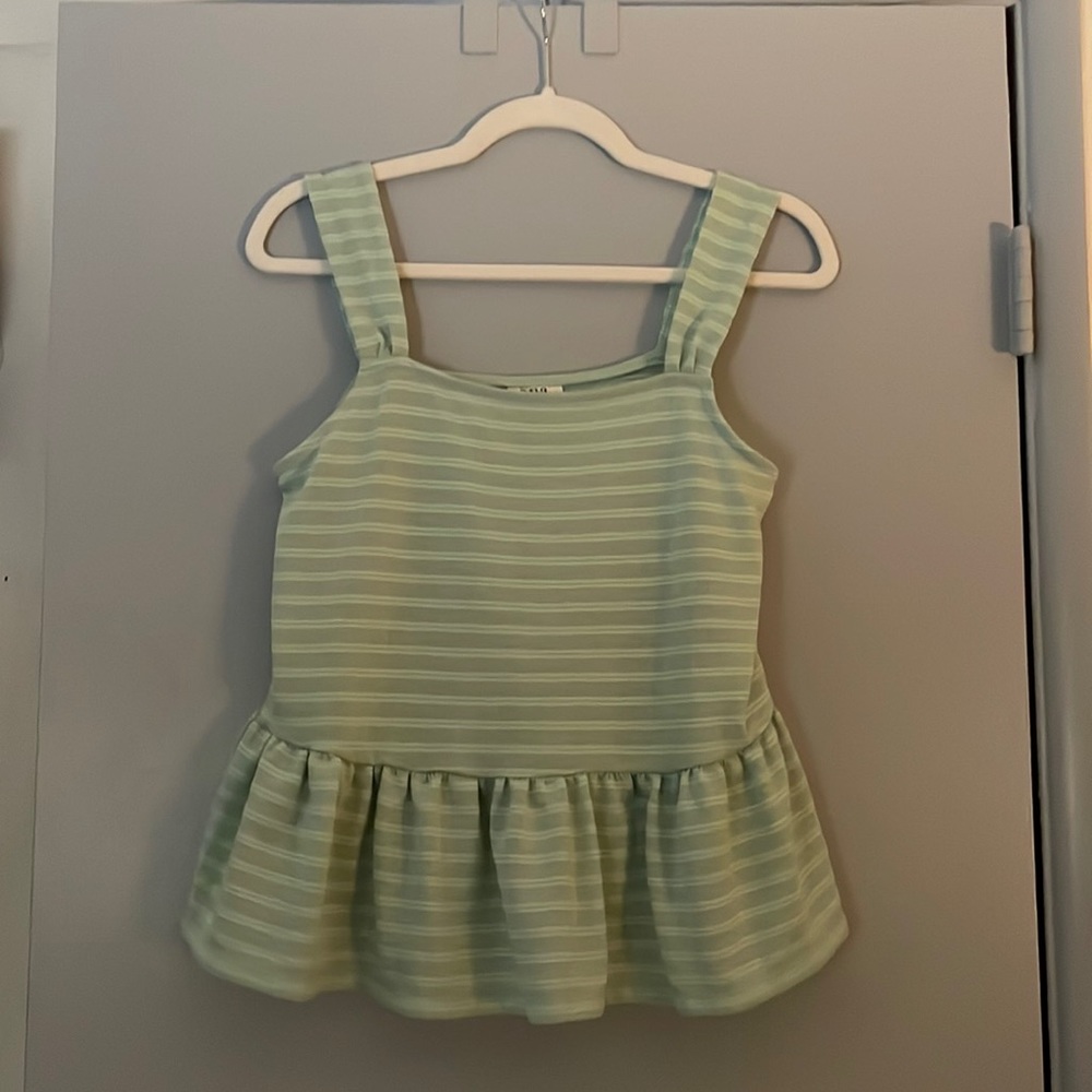 A.n.a Green Peplum Sleeveless Top